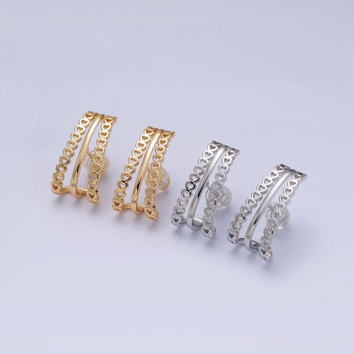 1 Pair Heart Ear Stud Earrings Gold Wrap Earring Jewelry AD895 AD896