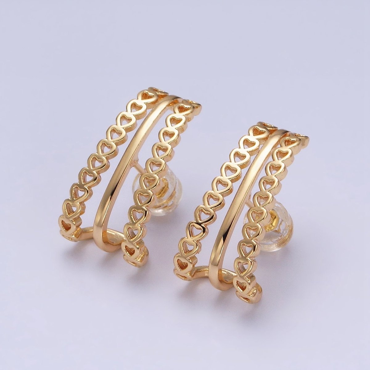 1 Pair Heart Ear Stud Earrings Gold Wrap Earring Jewelry AD895 AD896
