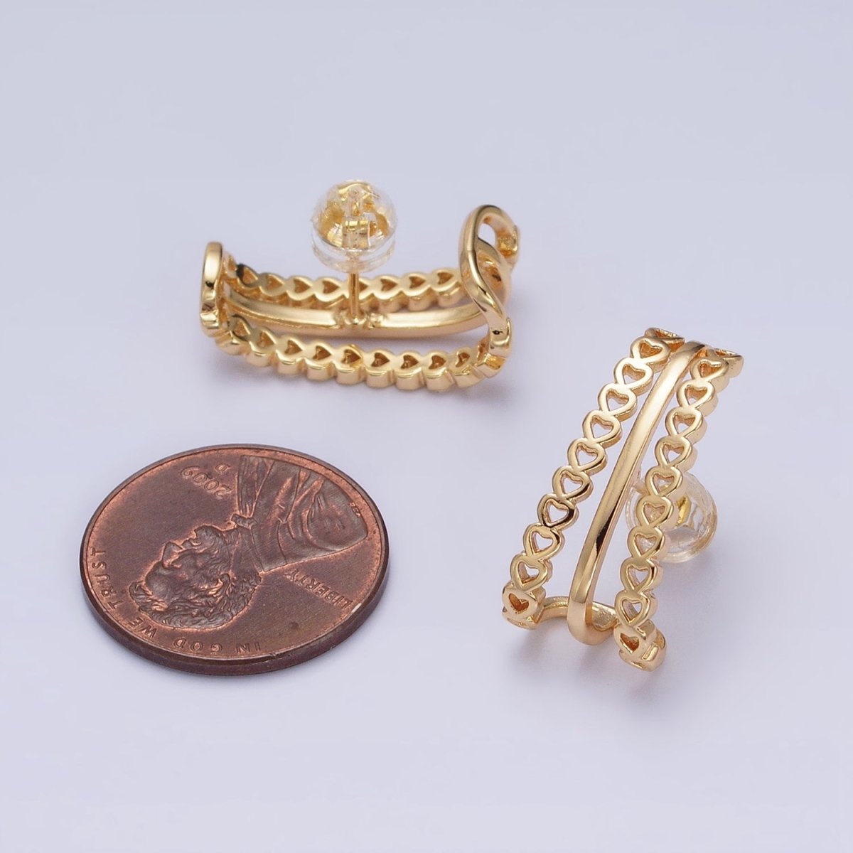 1 Pair Heart Ear Stud Earrings Gold Wrap Earring Jewelry AD895 AD896