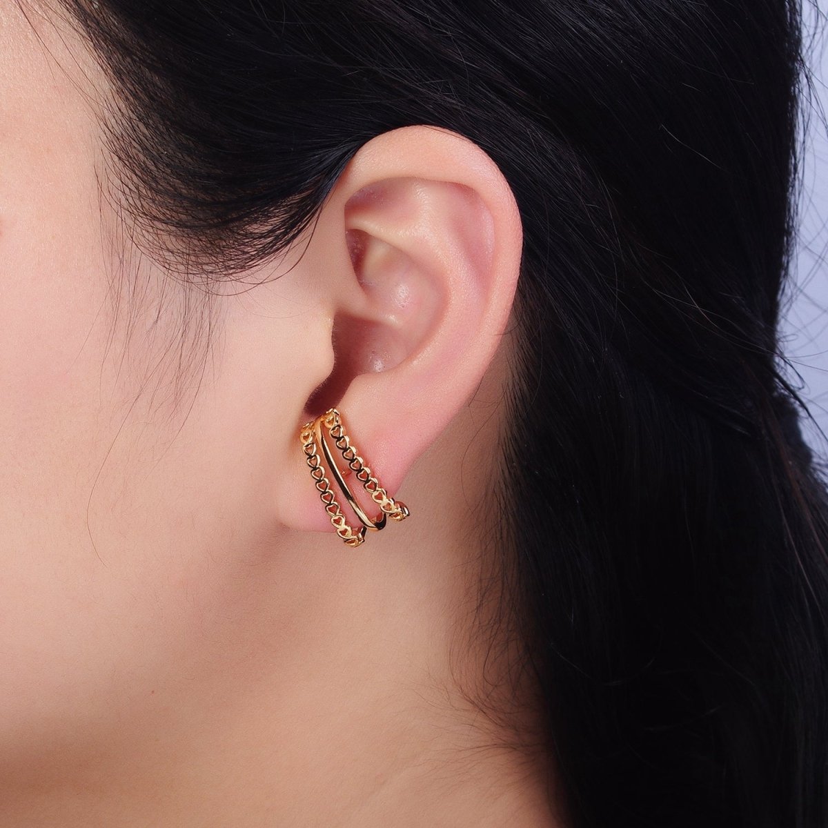 1 Pair Heart Ear Stud Earrings Gold Wrap Earring Jewelry AD895 AD896