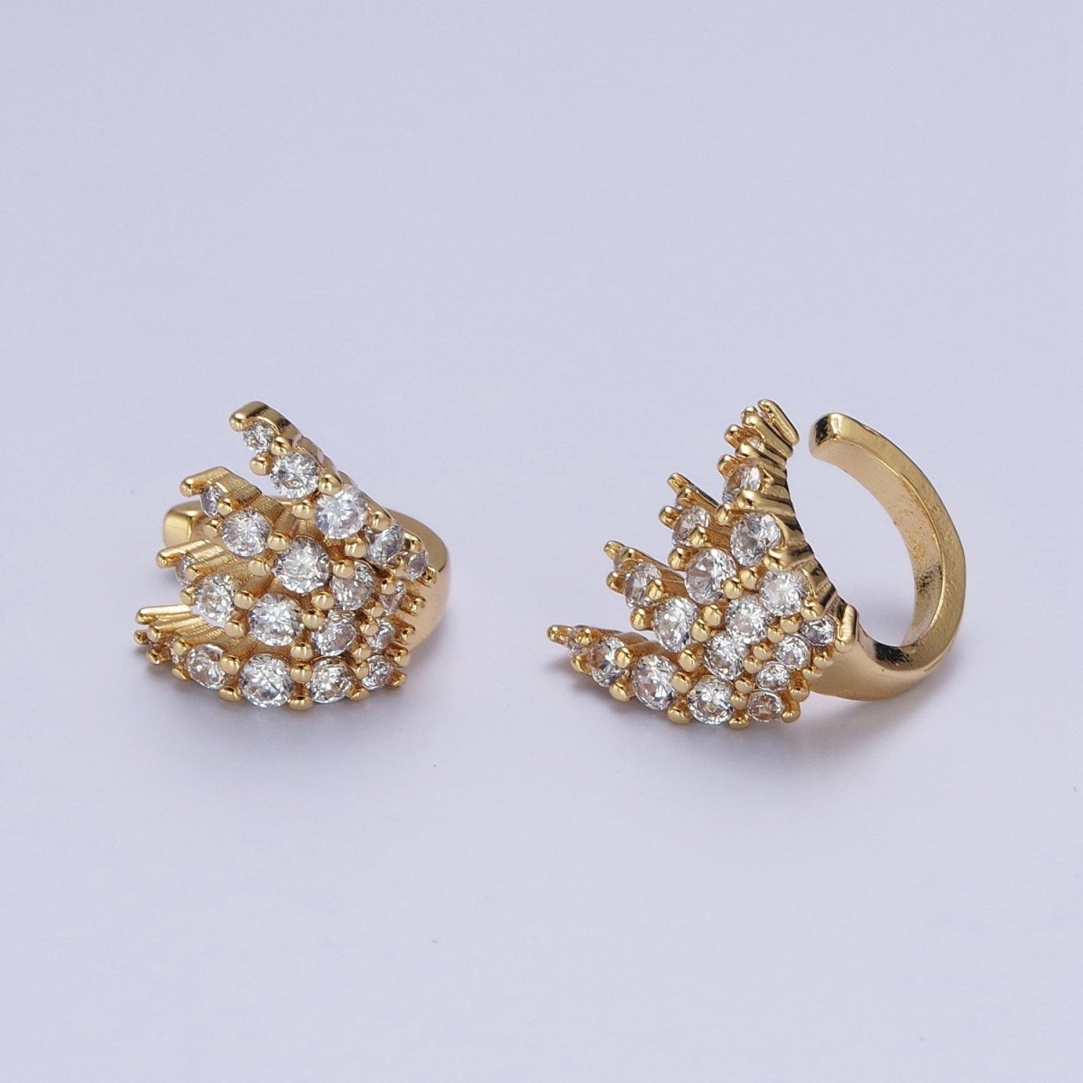 1 Pair Micro Pave Cubic Zirconia CZ Multiple Four Claw Ear Cuff Earrings | AD-510