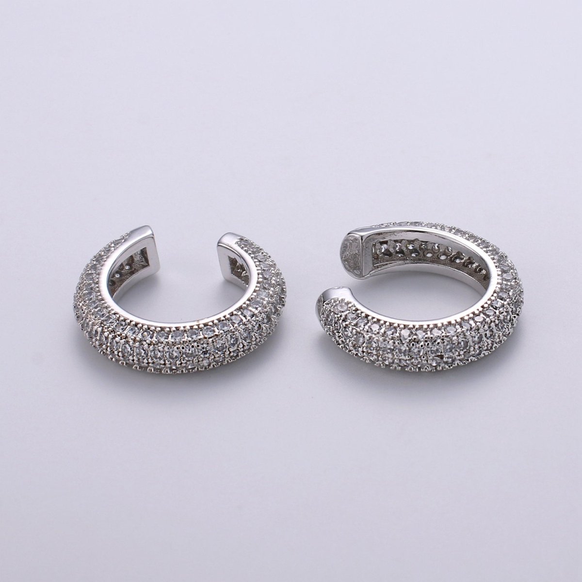 1 Piece 16mm 24k Gold Micro Pave Ear Cuffs, Chunky Ear Cuffs, Dainty Hoops, Micro Pave Ear Cuffs, Gold Plated Earrings AI-102 AI-103