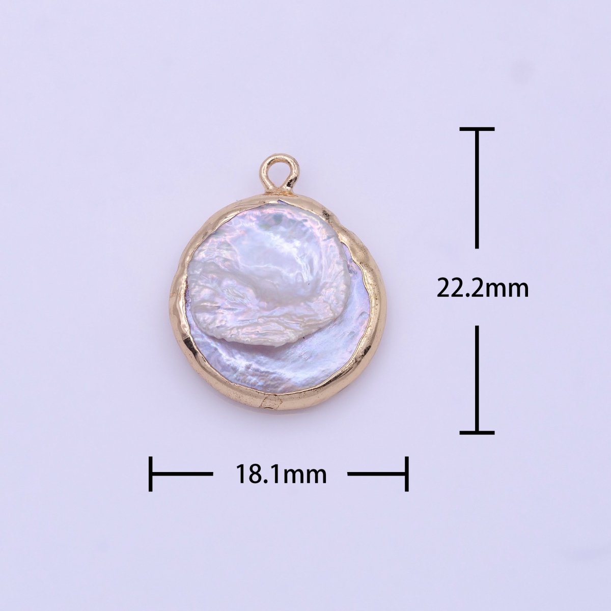 1 Piece Natural Pearl Gold bezel connector approx. 18mm round shape gold plated Charm Pendant P-1844 - DLUXCA