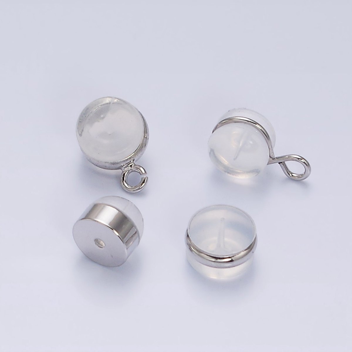 10 pair Soft Silicone Earring Backs for Studs Silver Rubber Earring Backs with Open Link Hypoallergenic Safety Plastic Earring Back for Jewelry Making Z-425 Z-426 Z-427 Z-428