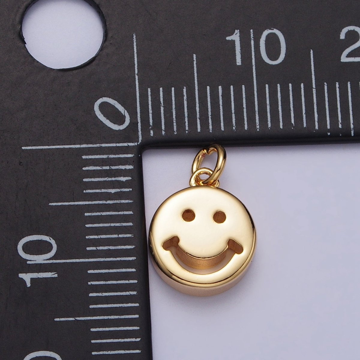 10.5mm Mini Smiley Face Emoji Round Add-On Charm in Gold & Silver | AC225 AC298