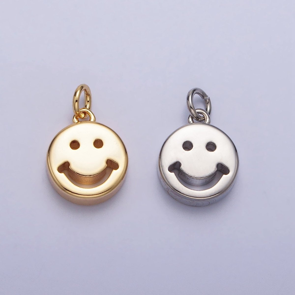 10.5mm Mini Smiley Face Emoji Round Add-On Charm in Gold & Silver | AC225 AC298