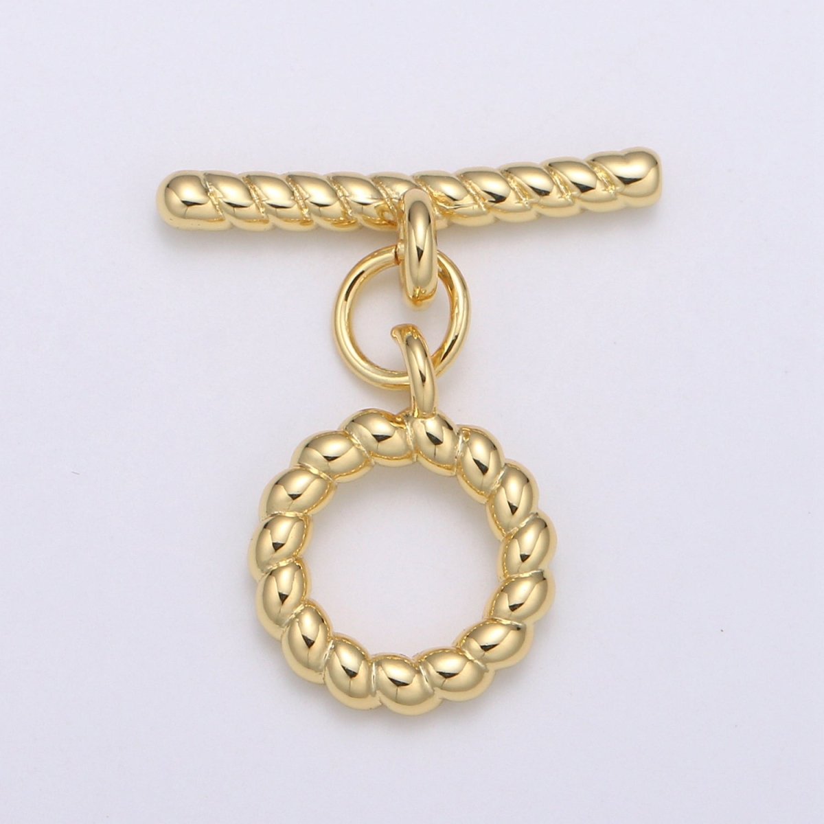 10.6 mm 24K Gold twisted pretzel Toggle Clasp with jump ring-Gold, for necklace, bracelet, DIY Jewelry making L-139 - DLUXCA