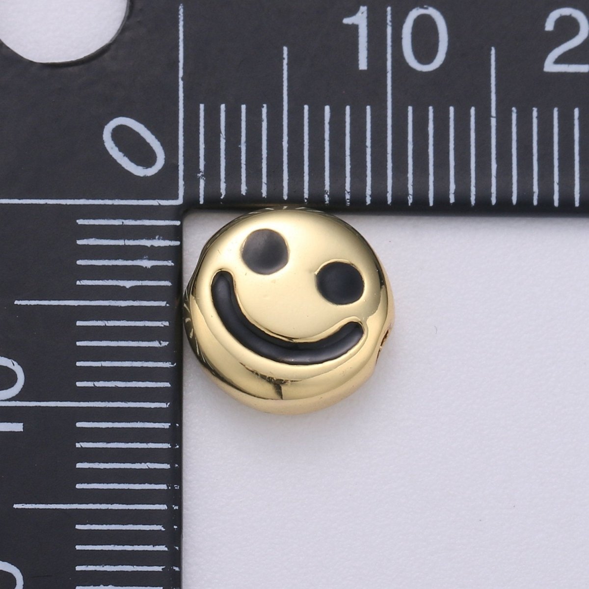 10mm CZ Gold Filled Beads, Smiley Beads, Happy Face Beads, Emoji Charm for Bracelet Necklace Supply B-350 - DLUXCA