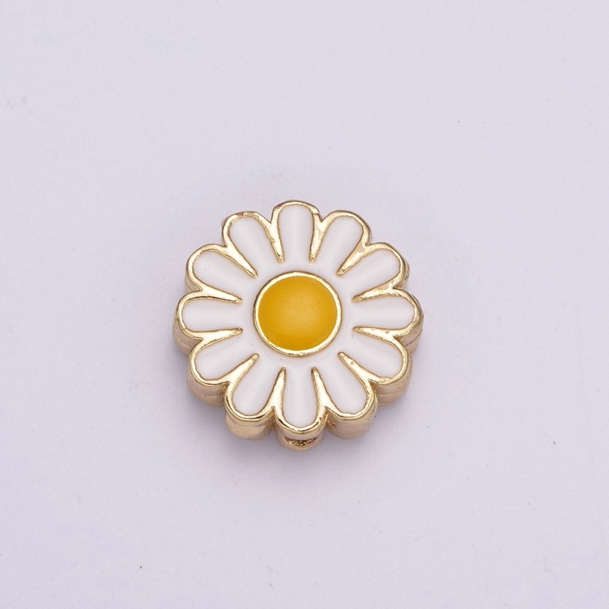 10mm Daisy Flower Bead Spacer White Mini Floral Nature Gold Filled Art Jewelry Making Beads B-765 - DLUXCA