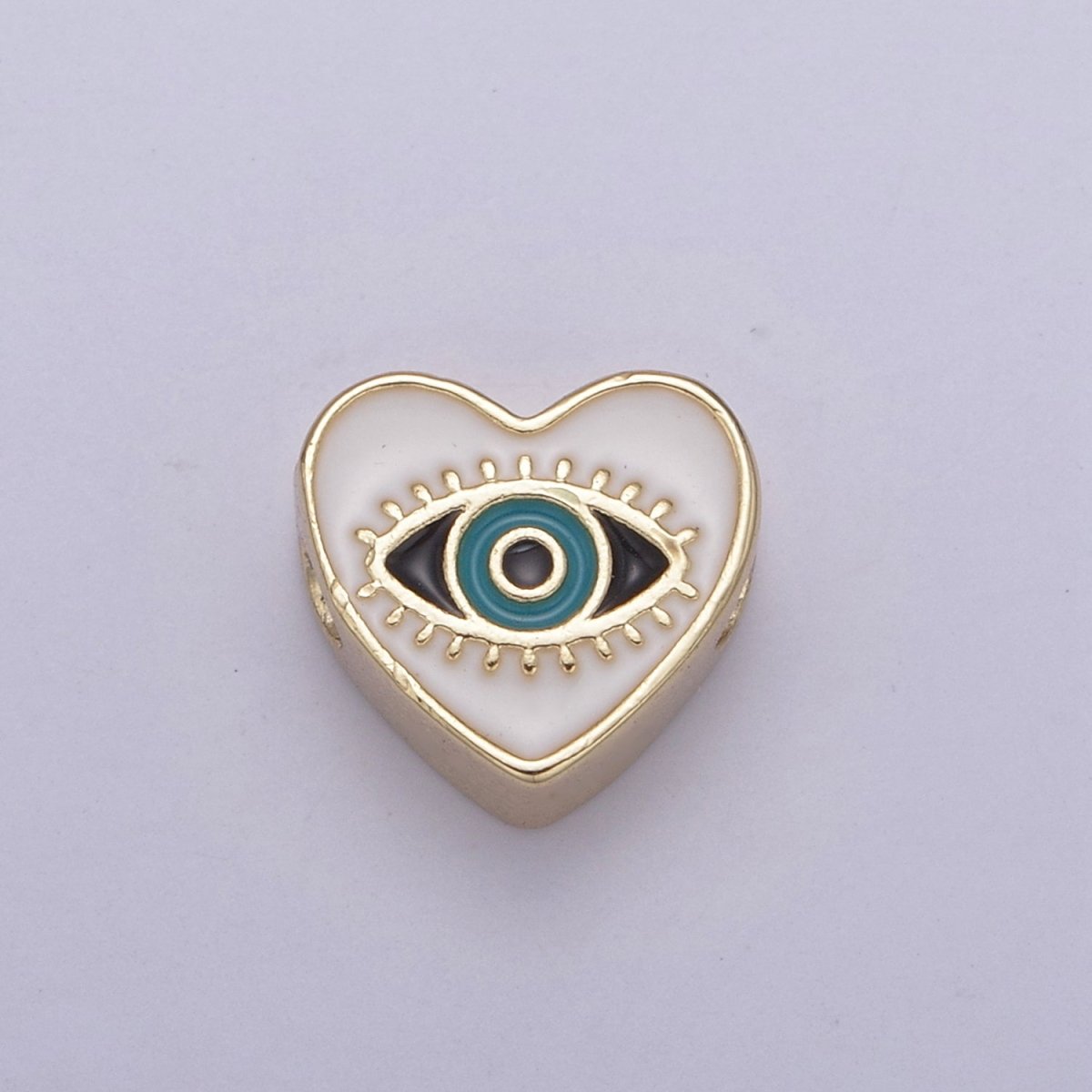 10mm Evil eye beads, Heart eye jewelry beads, Heart beads, Black Blue White Enamel bead spacer for Bracelet Component B-190