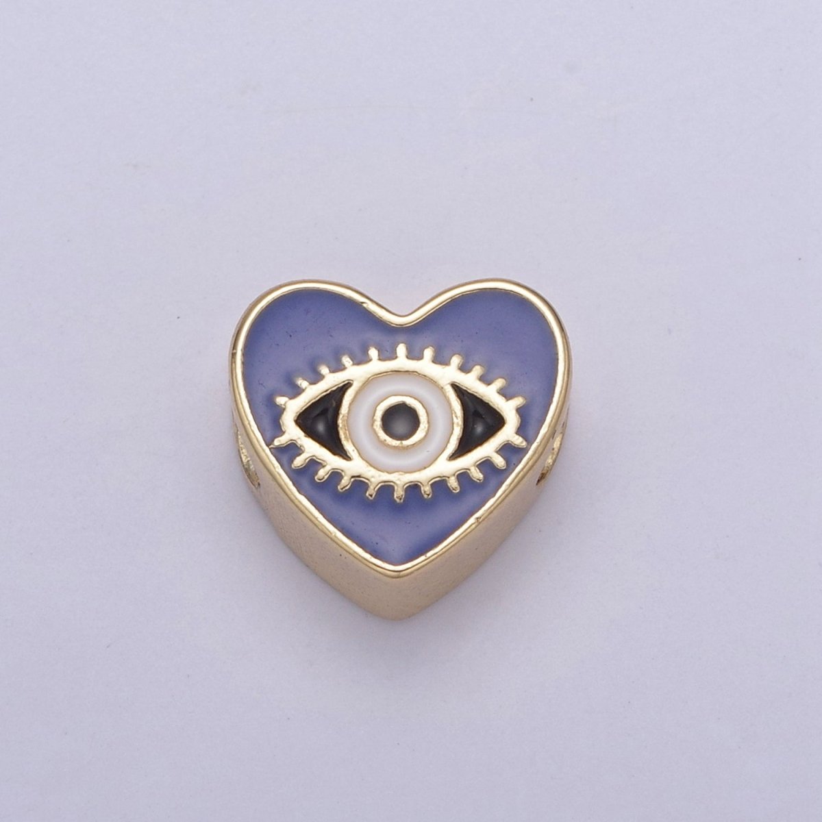 10mm Evil eye beads, Heart eye jewelry beads, Heart beads, Black Blue White Enamel bead spacer for Bracelet Component B-190