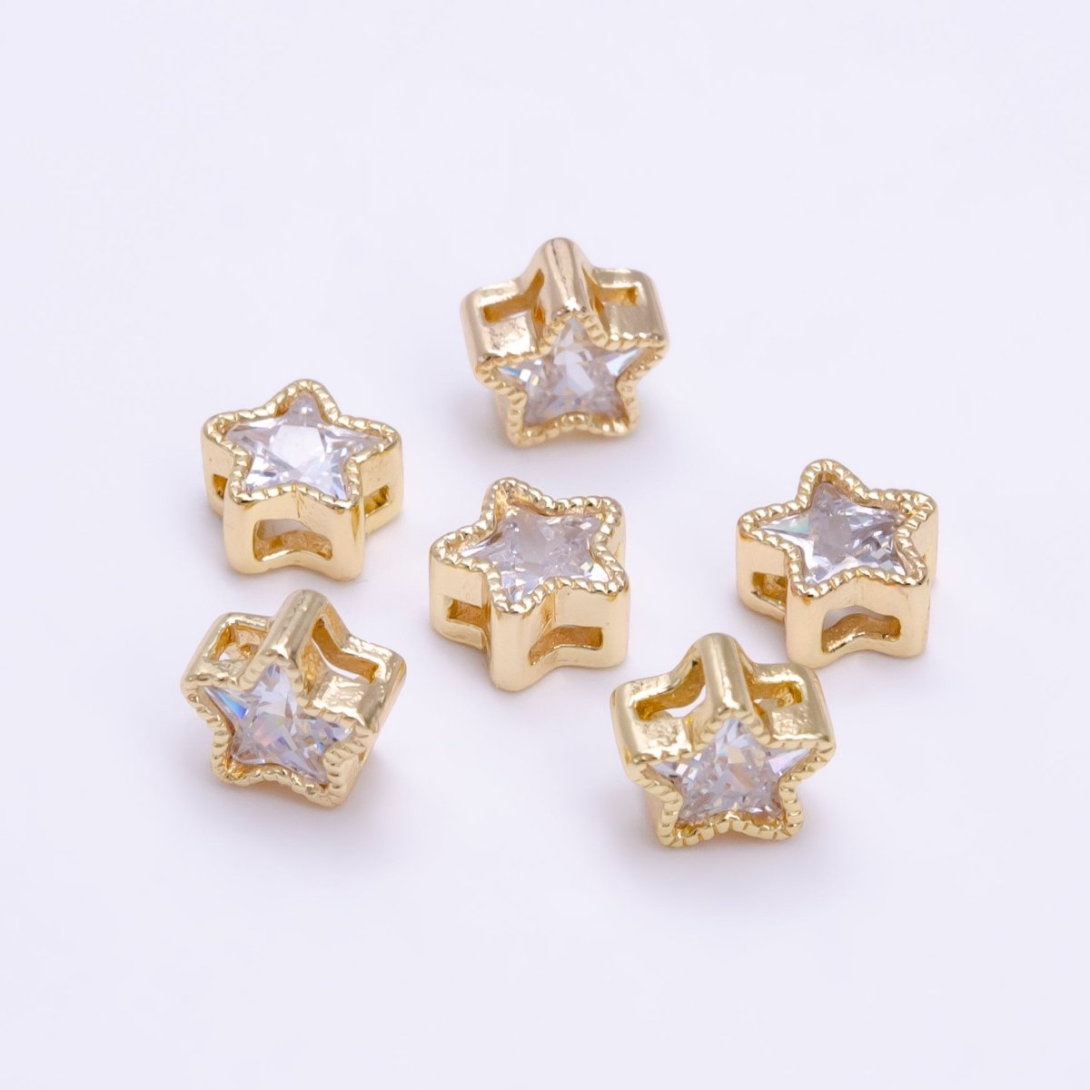 10x 7mm Star Beads for Necklace Bracelet Component in Real Gold Plated B-162 - DLUXCA