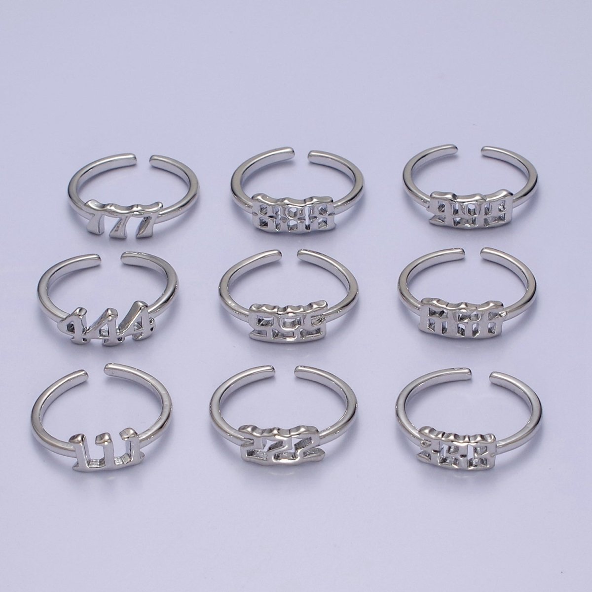 111 222 333 444 555 777 999 888 Angel Number Ring Silver Custom Jewelry Number Ring Open Adjustable Trend Ring O2047-O2055