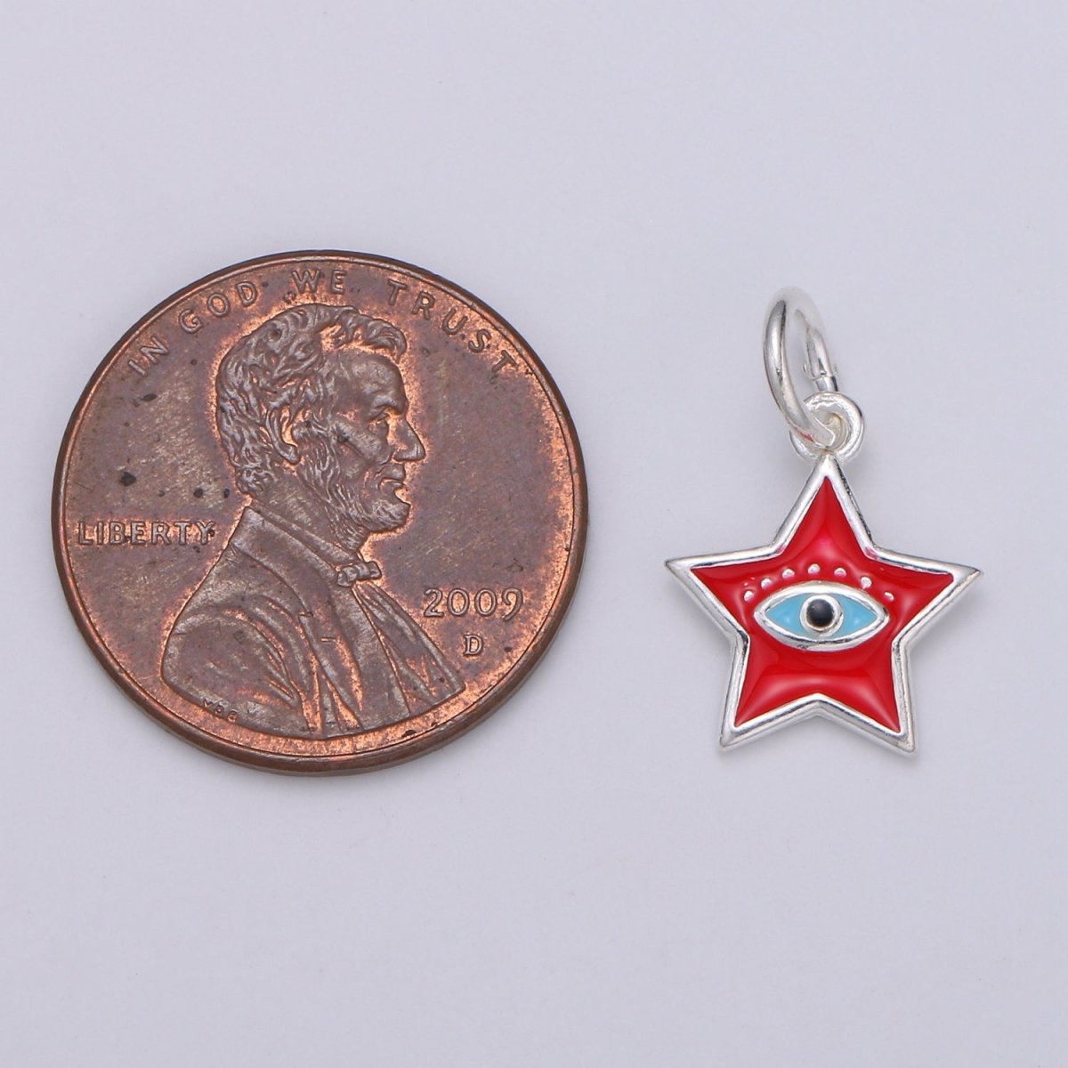 11mm Sterling Silver Star Charm - Sterling Silver Star Charm - Silver Celestial Charm - Star Pendant - Silver Evil Eye Pendant SL-023 SL-024