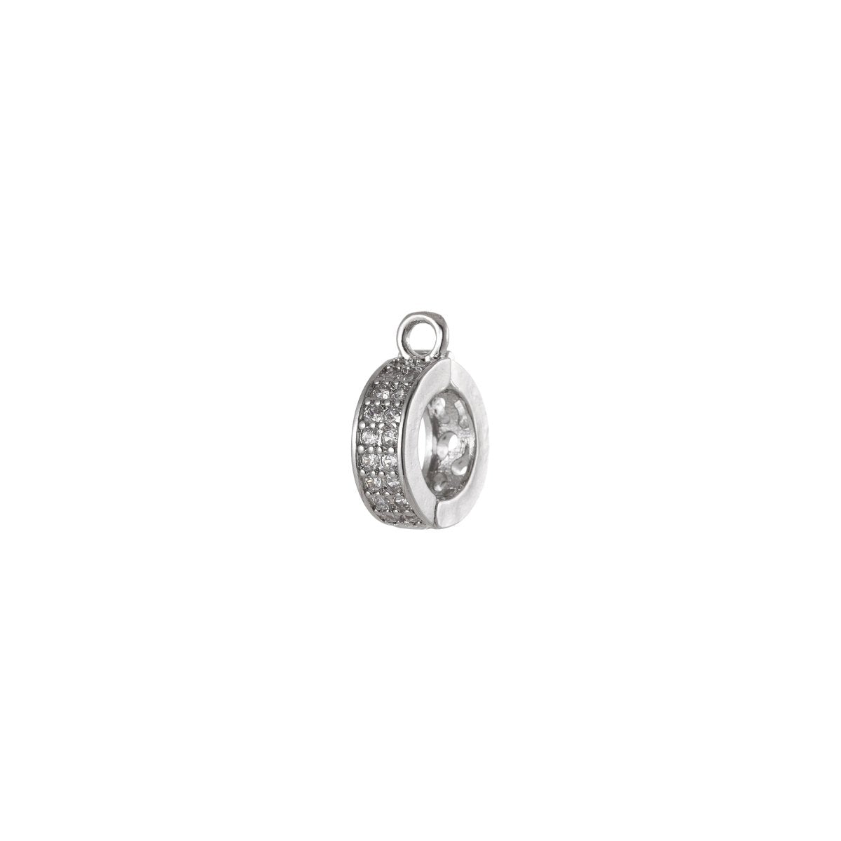 11mmx9mm Gold bead Spacer with Open Link 2.7mmx0.8mm(20 gauge) Gold Silver Connector CZ Pave Beaded Charm jewelry making supplies L-351~L-354
