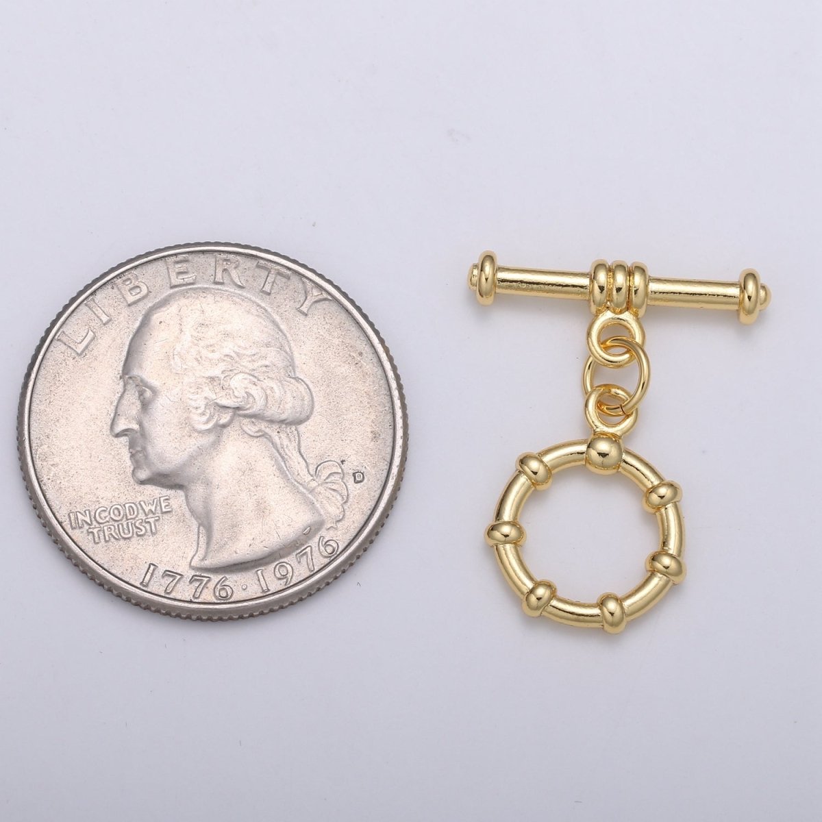 12 mm 24K Gold Buoy Toggle Clasp with jump ring Ship Wheel Clasp Ring, Charm Holder Clasp for Connector, Wristlet Holder L-143