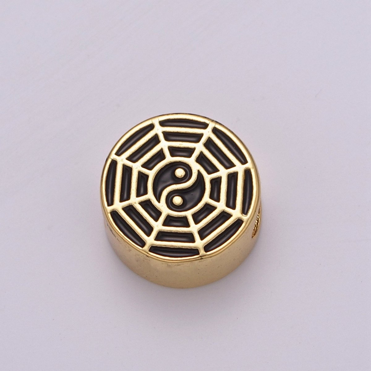 12mm Enamel Round Bead Design Bead Black White Gold Cute Spacer Bead Bracelet Supply Moon, Rose, Wing, Cross, Lotus, Skull, Unicorn, Butterfly, Dragon, Dog paw B-712 to B-749