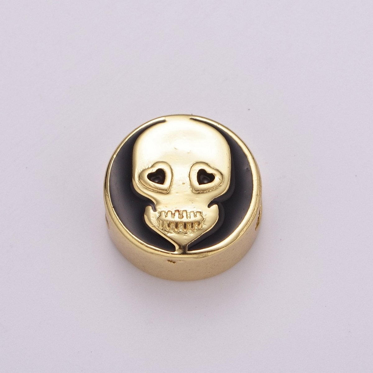12mm Enamel Round Bead Design Bead Black White Gold Cute Spacer Bead Bracelet Supply Moon, Rose, Wing, Cross, Lotus, Skull, Unicorn, Butterfly, Dragon, Dog paw B-712 to B-749
