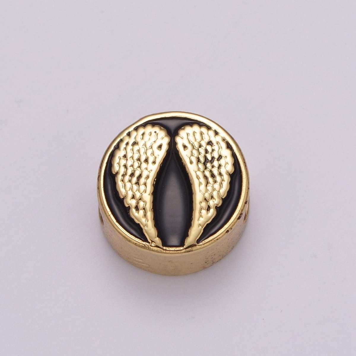 12mm Enamel Round Bead Design Bead Black White Gold Cute Spacer Bead Bracelet Supply Moon, Rose, Wing, Cross, Lotus, Skull, Unicorn, Butterfly, Dragon, Dog paw B-712 to B-749