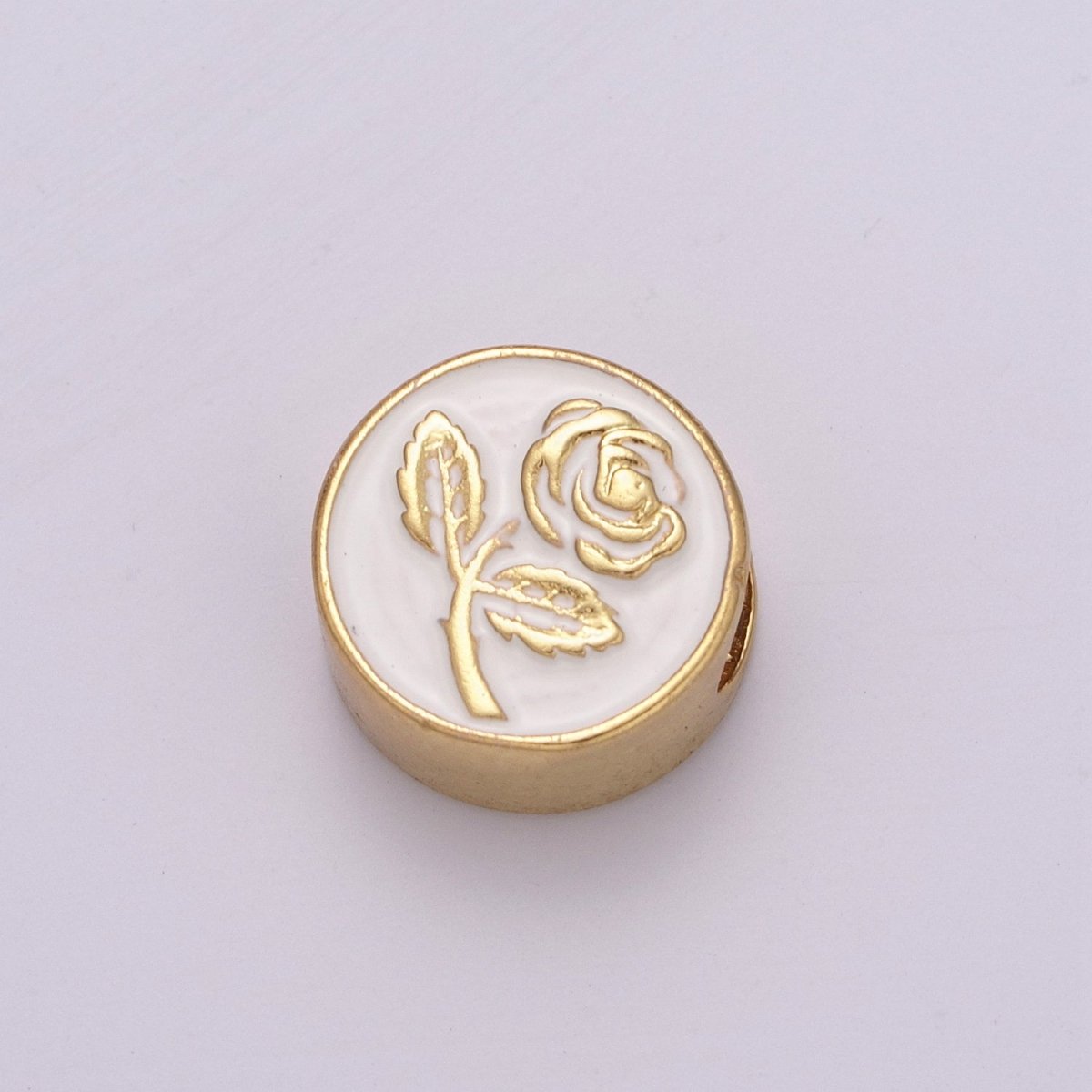 12mm Enamel Round Bead Design Bead Black White Gold Cute Spacer Bead Bracelet Supply Moon, Rose, Wing, Cross, Lotus, Skull, Unicorn, Butterfly, Dragon, Dog paw B-712 to B-749