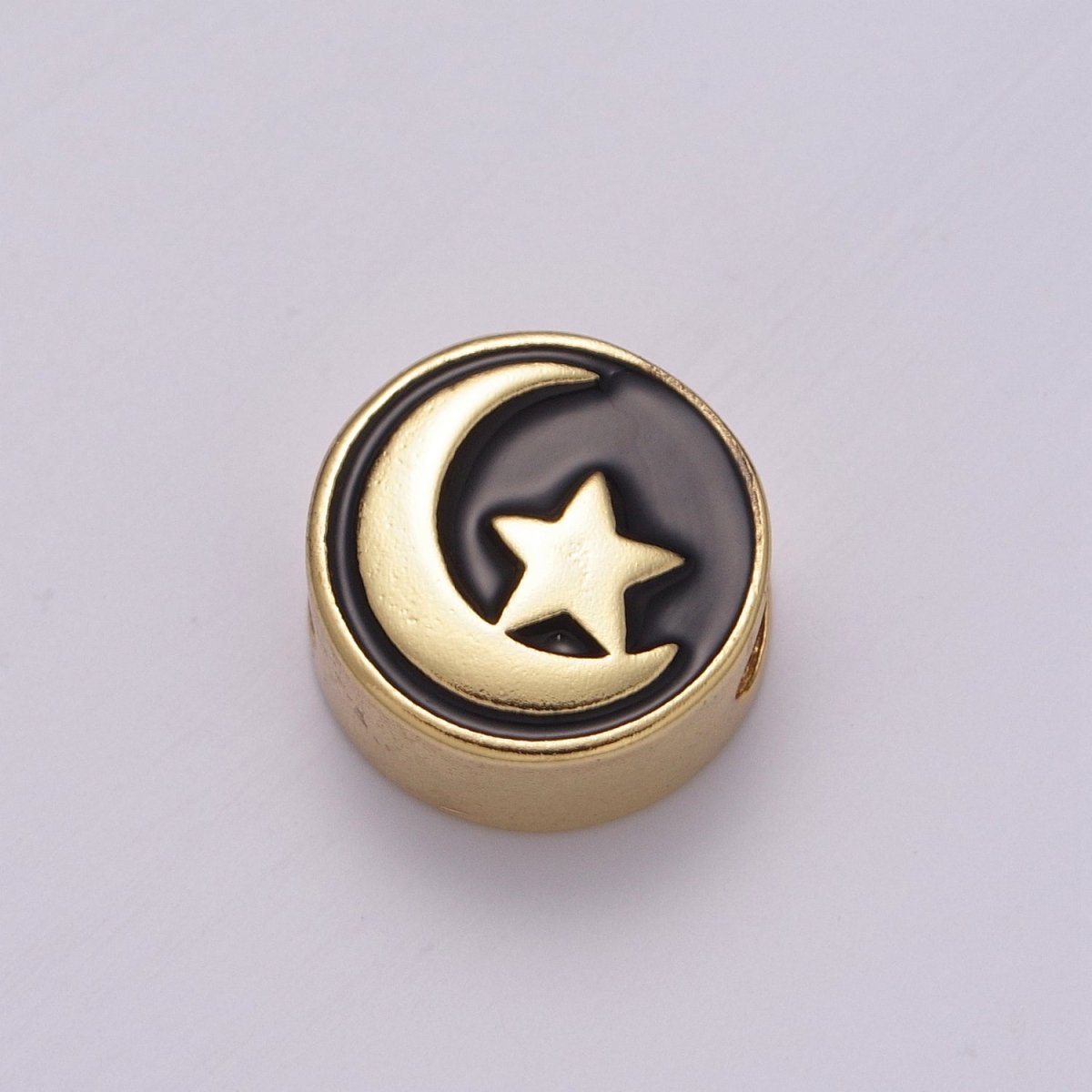 12mm Enamel Round Bead Design Bead Black White Gold Cute Spacer Bead Bracelet Supply Moon, Rose, Wing, Cross, Lotus, Skull, Unicorn, Butterfly, Dragon, Dog paw B-712 to B-749