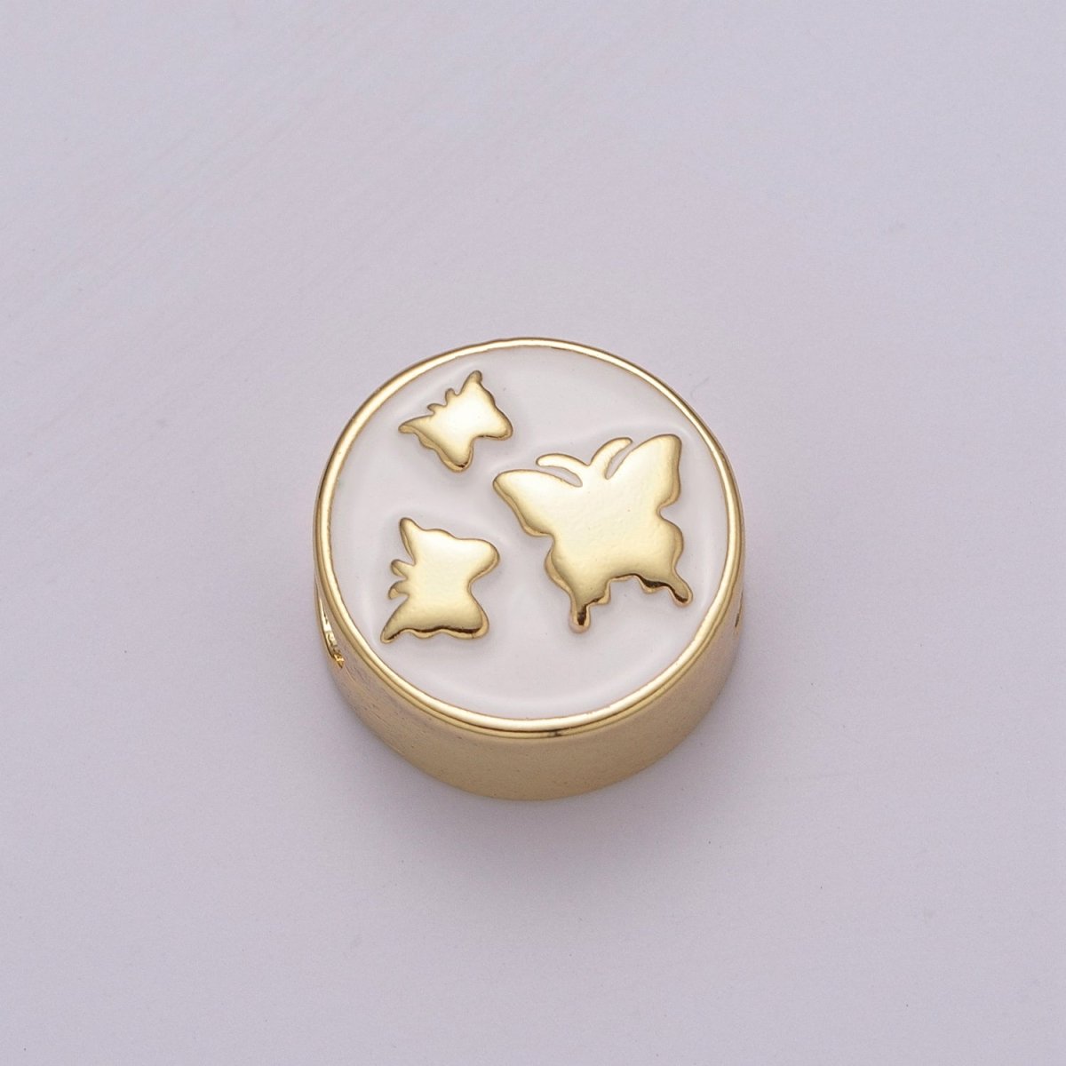 12mm Enamel Round Bead Design Bead Black White Gold Cute Spacer Bead Bracelet Supply Moon, Rose, Wing, Cross, Lotus, Skull, Unicorn, Butterfly, Dragon, Dog paw B-712 to B-749