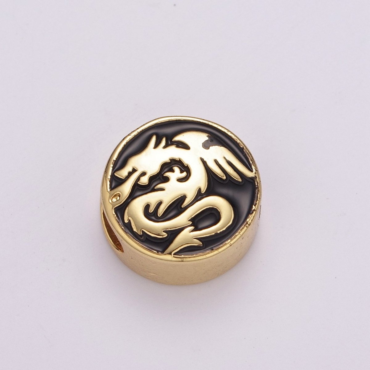 12mm Enamel Round Bead Design Bead Black White Gold Cute Spacer Bead Bracelet Supply Moon, Rose, Wing, Cross, Lotus, Skull, Unicorn, Butterfly, Dragon, Dog paw B-712 to B-749