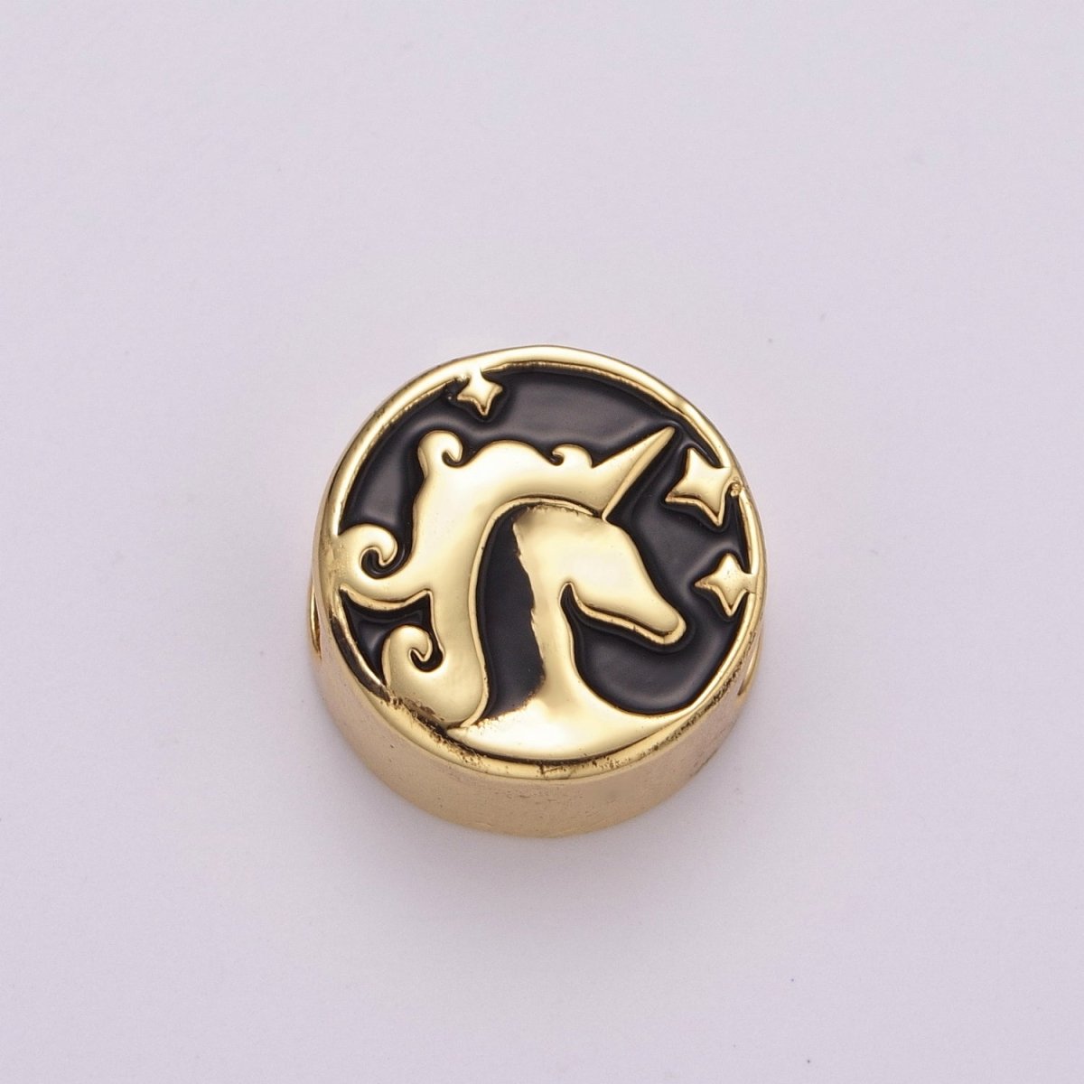 12mm Enamel Round Bead Design Bead Black White Gold Cute Spacer Bead Bracelet Supply Moon, Rose, Wing, Cross, Lotus, Skull, Unicorn, Butterfly, Dragon, Dog paw B-712 to B-749