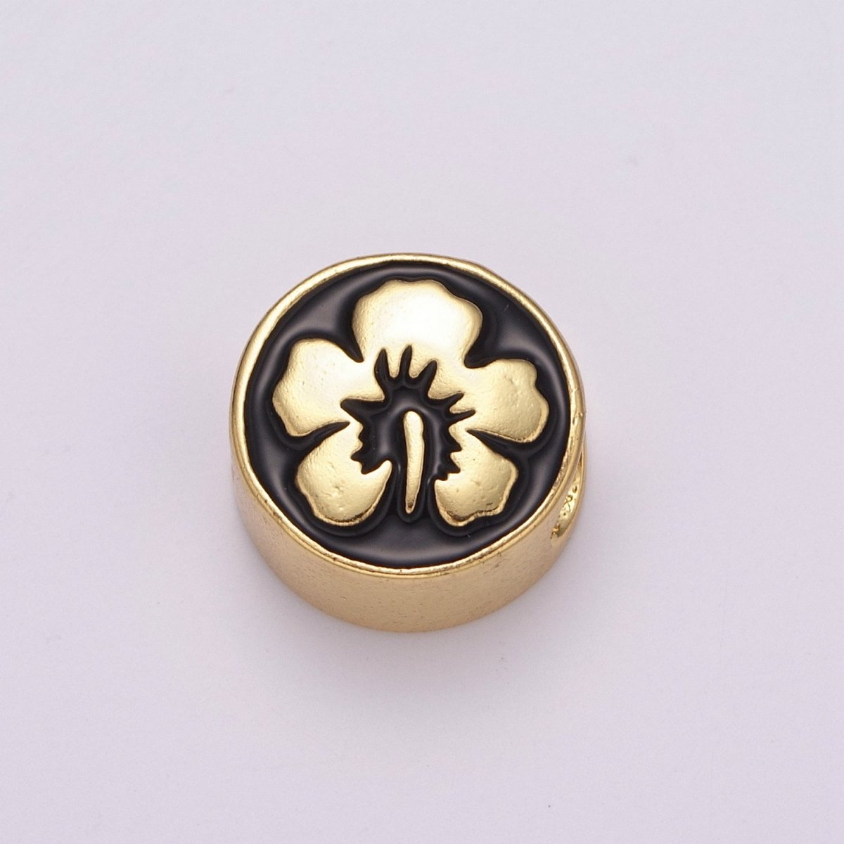 12mm Enamel Round Bead Design Bead Black White Gold Cute Spacer Bead Bracelet Supply Moon, Rose, Wing, Cross, Lotus, Skull, Unicorn, Butterfly, Dragon, Dog paw B-712 to B-749