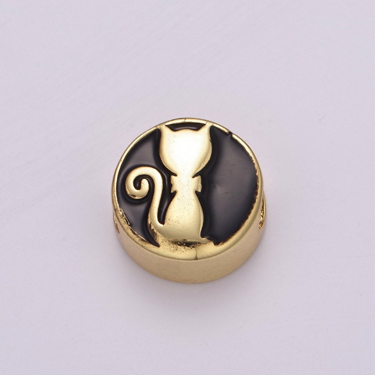 12mm Enamel Round Bead Design Bead Black White Gold Cute Spacer Bead Bracelet Supply Moon, Rose, Wing, Cross, Lotus, Skull, Unicorn, Butterfly, Dragon, Dog paw B-712 to B-749