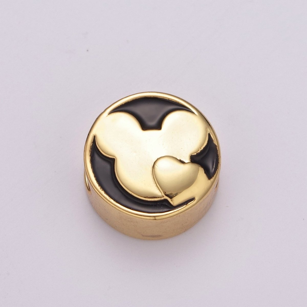 12mm Enamel Round Bead Design Bead Black White Gold Cute Spacer Bead Bracelet Supply Moon, Rose, Wing, Cross, Lotus, Skull, Unicorn, Butterfly, Dragon, Dog paw B-712 to B-749