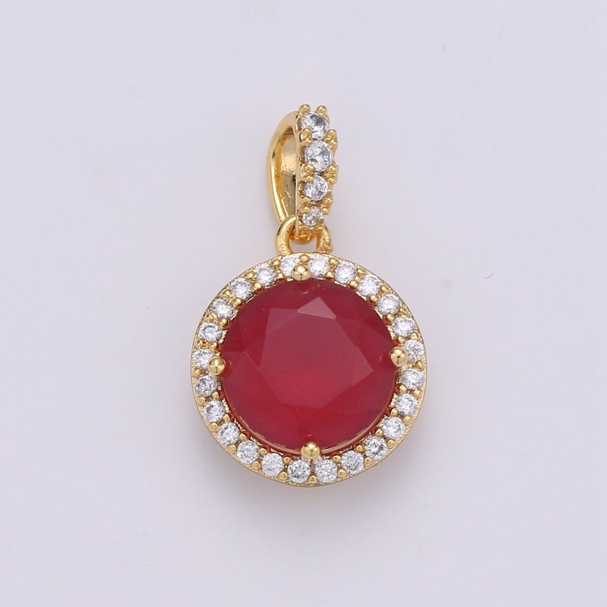 12mm Red Garnet Charm - 24k Gold Filled Charm 19mm x 11mm - Gemstone Bezel Charm - Tiny Red Charm Pendant Bulk Findings Birthstone J-121 - DLUXCA
