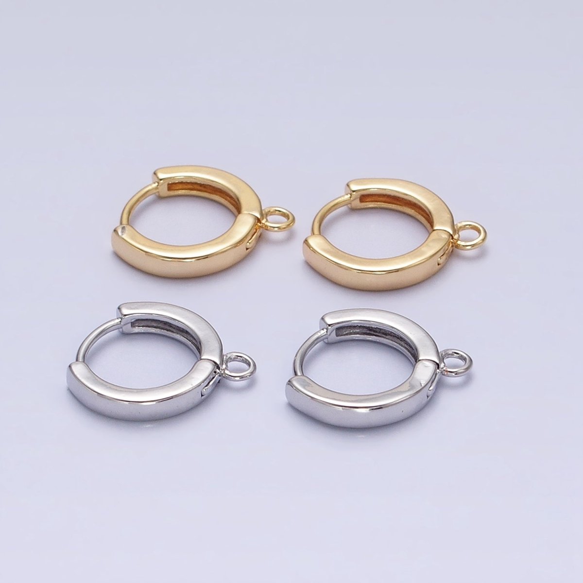 12mm Round Huggie Open Loop Earrings Supply in Gold & Silver | Z-288 Z-289