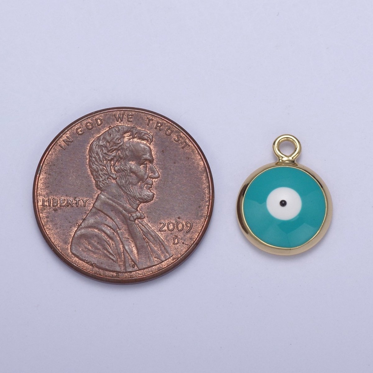 13.2x10mm Gold Enamel Evil Eyes Charm, Mini Round Evil Eye Charm, Pendants for Necklace, Bracelet Earring Anklet Component N-930 - N-935