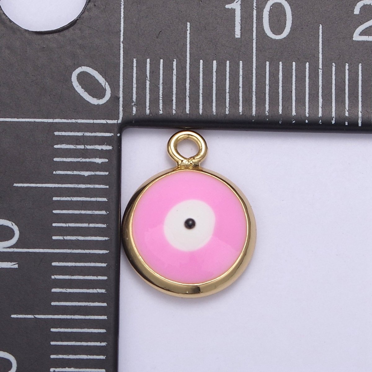 13.2x10mm Gold Enamel Evil Eyes Charm, Mini Round Evil Eye Charm, Pendants for Necklace, Bracelet Earring Anklet Component N-930 - N-935