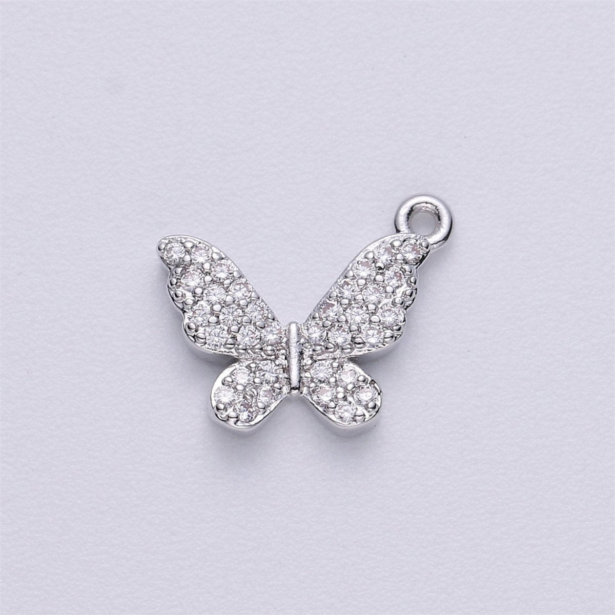 13x12mm 18k Gold Filled Butterfly Charm Micro Pave Butterfly, CZ Charms, Cubic Zirconia Butterfly Side way Charm Bracelet Earring Necklace E-224 E-225