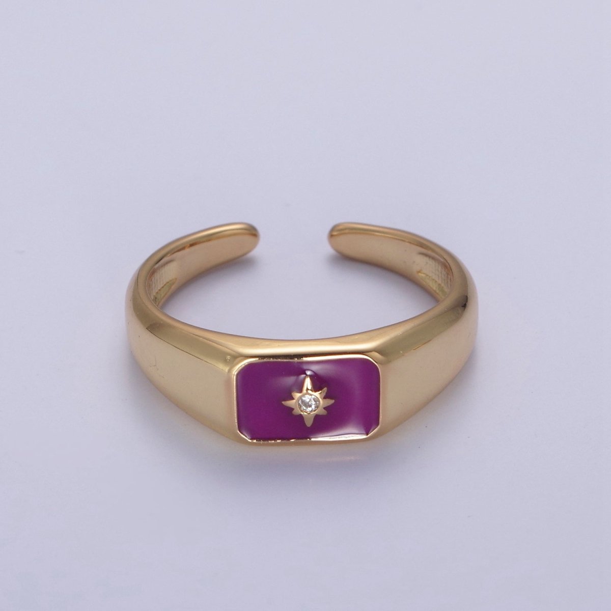 148K Gold Filled Sun Ring, CZ Micro Pave Sun Celestial Enamel Ring Open Adjustable Ring,Ladies Ring,Gift for Her U-510 ~ U-513