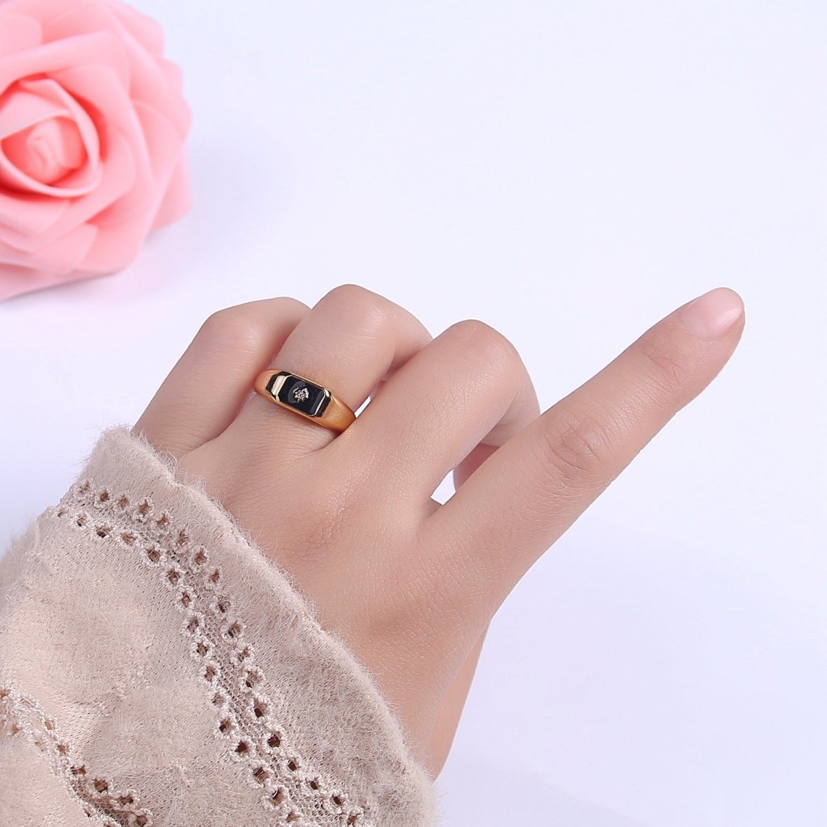 148K Gold Filled Sun Ring, CZ Micro Pave Sun Celestial Enamel Ring Open Adjustable Ring,Ladies Ring,Gift for Her U-510 ~ U-513