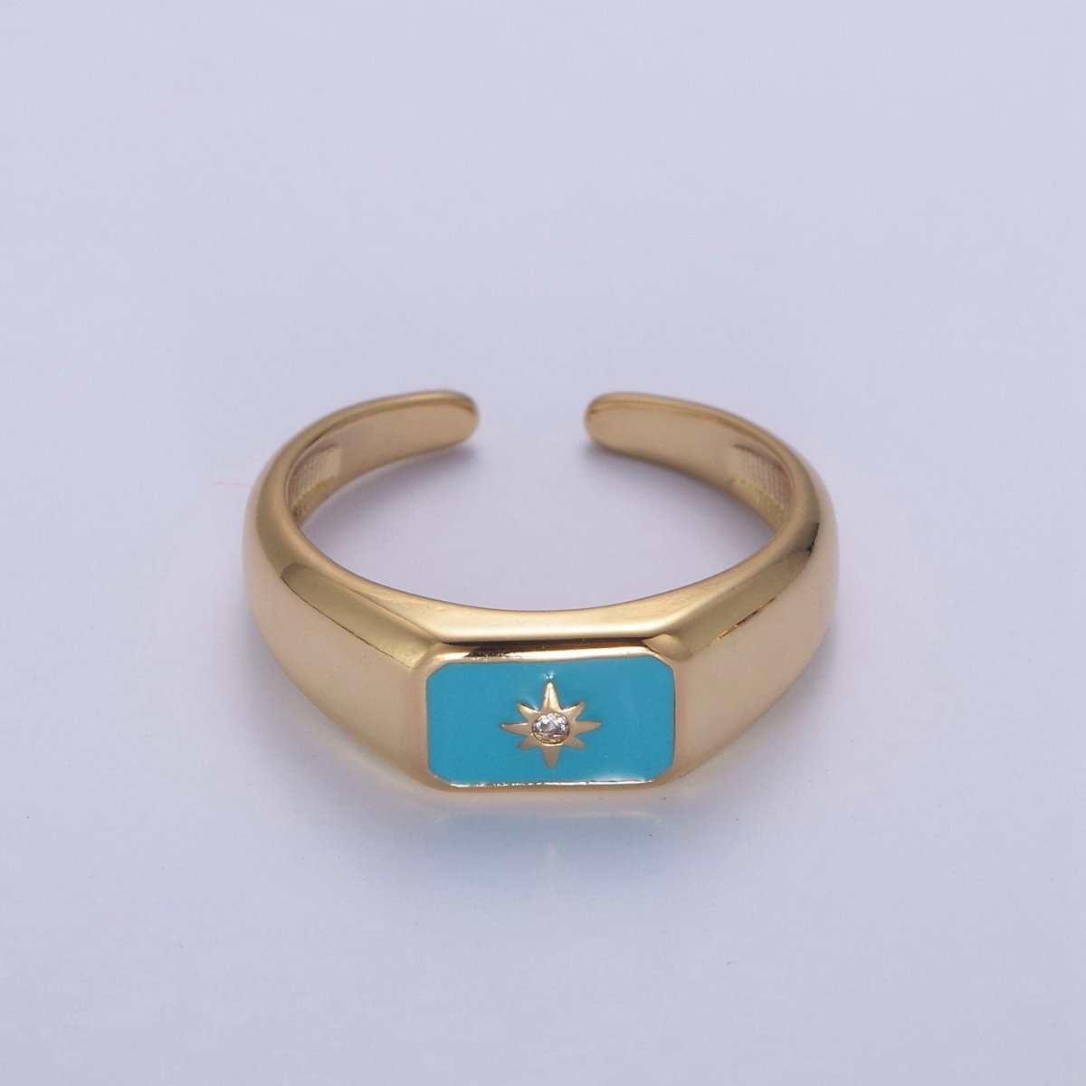 148K Gold Filled Sun Ring, CZ Micro Pave Sun Celestial Enamel Ring Open Adjustable Ring,Ladies Ring,Gift for Her U-510 ~ U-513