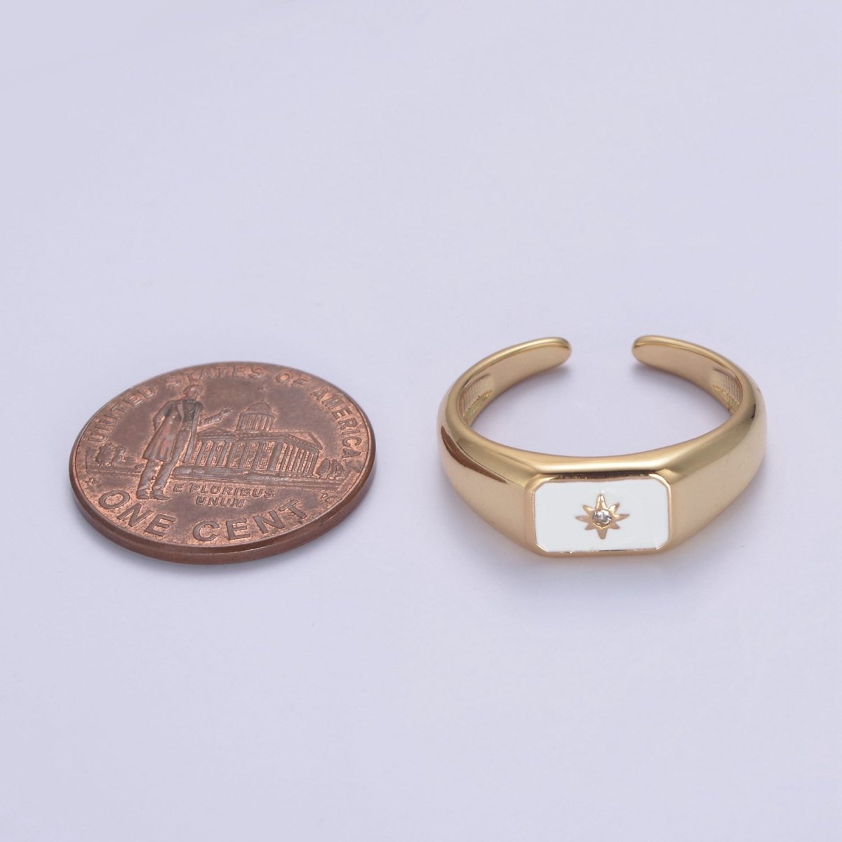 148K Gold Filled Sun Ring, CZ Micro Pave Sun Celestial Enamel Ring Open Adjustable Ring,Ladies Ring,Gift for Her U-510 ~ U-513