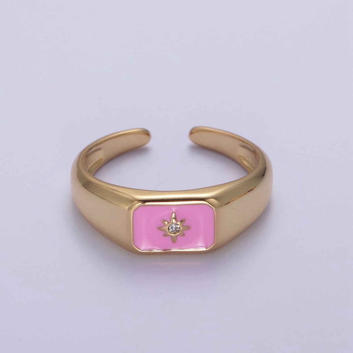 148K Gold Filled Sun Ring, CZ Micro Pave Sun Celestial Enamel Ring Open Adjustable Ring,Ladies Ring,Gift for Her U-510 ~ U-513