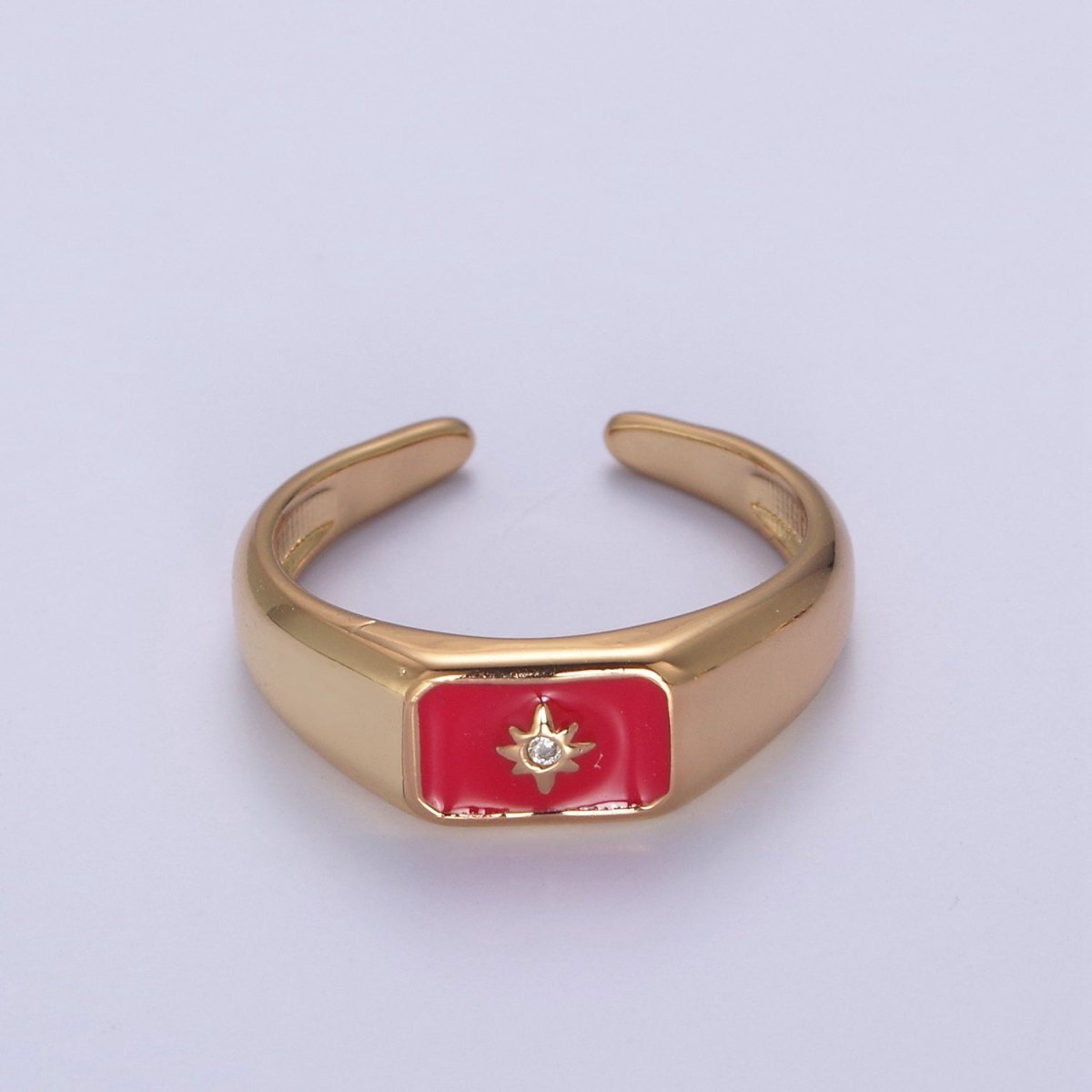 148K Gold Filled Sun Ring, CZ Micro Pave Sun Celestial Enamel Ring Open Adjustable Ring,Ladies Ring,Gift for Her U-510 ~ U-513