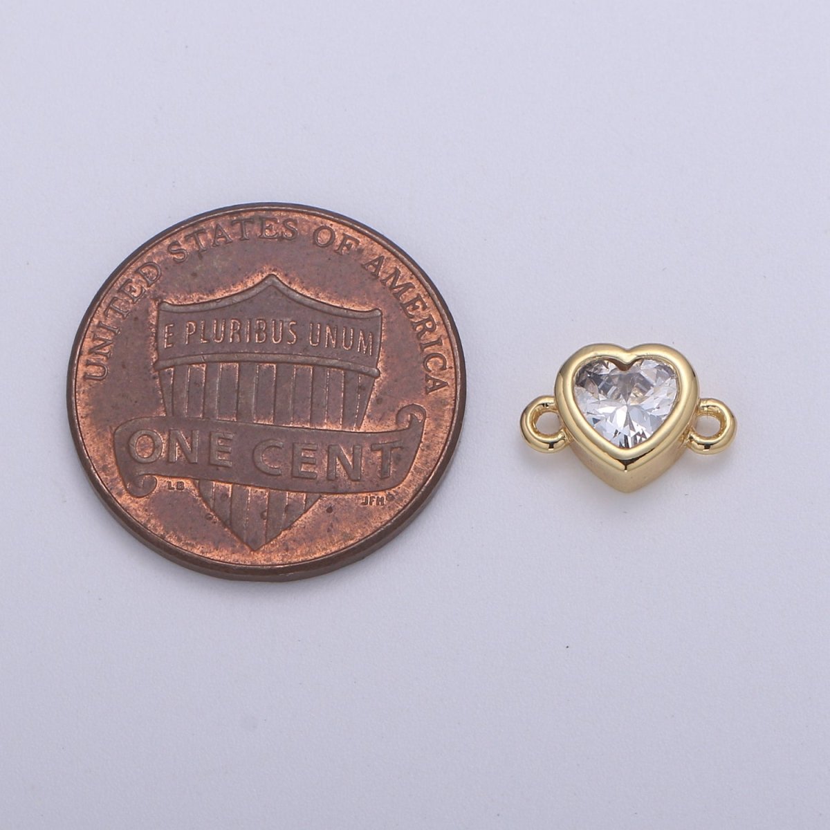 14k Gold Clear Solitaire CZ Heart Charm Connector Micro Pave CZ Love Bracelet Link Connector For Bracelet Necklace Supply DIY Jewelry F-600