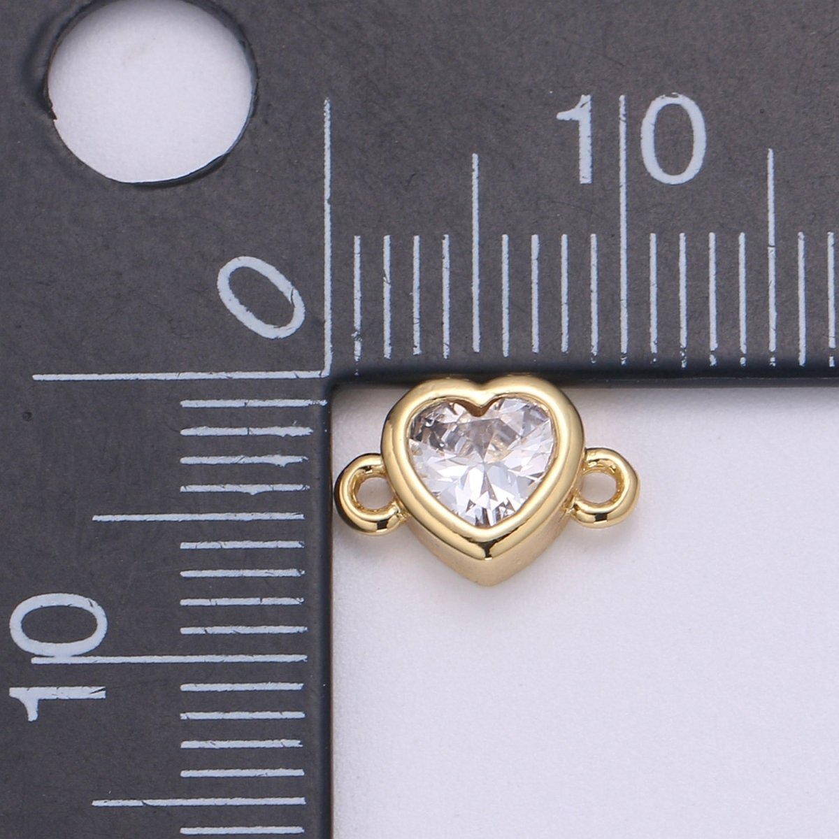 14k Gold Clear Solitaire CZ Heart Charm Connector Micro Pave CZ Love Bracelet Link Connector For Bracelet Necklace Supply DIY Jewelry F-600