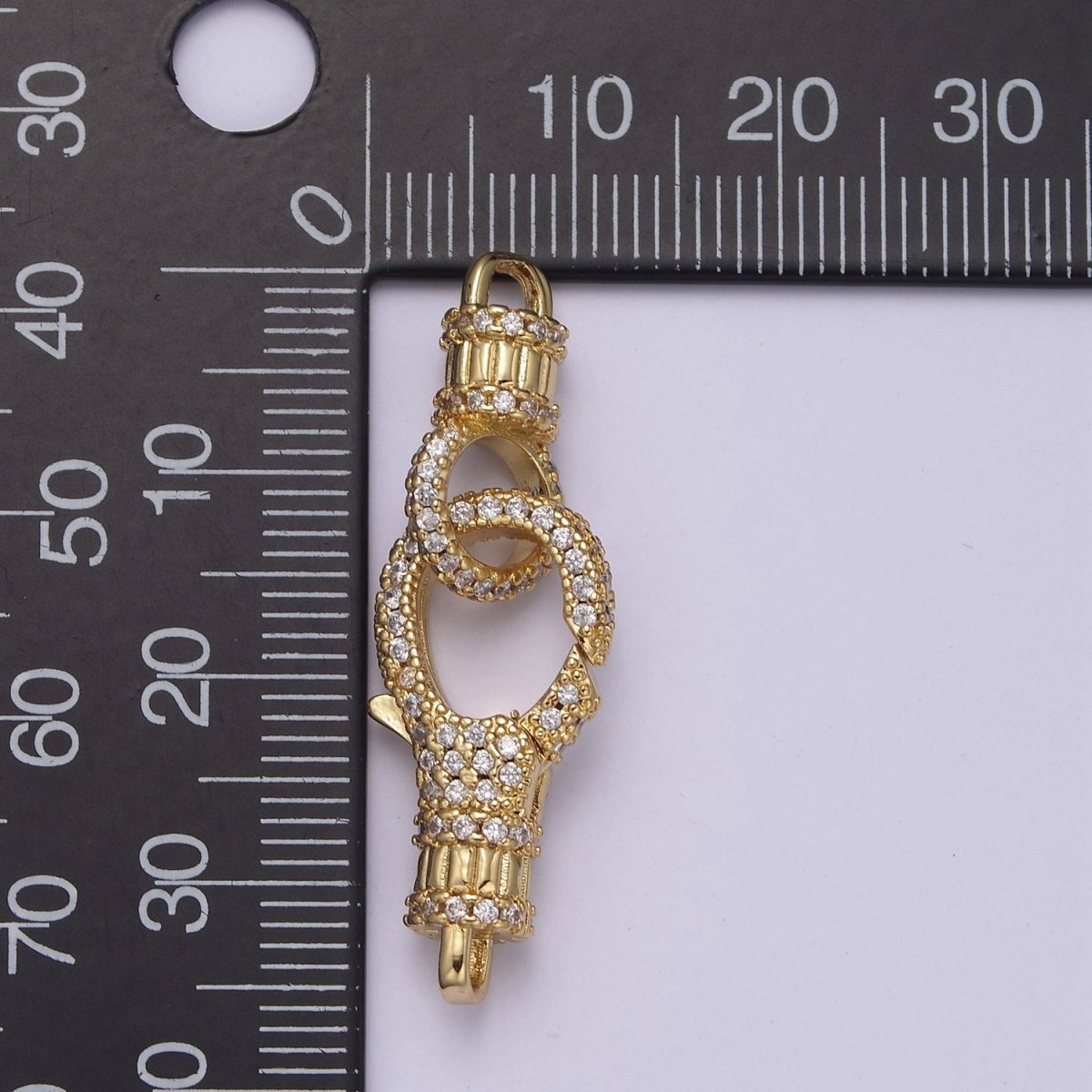 14K Gold CZ Lobster Clasp, CZ Clear Micro Pave Lobster Claw Clasp, Cubic Zirconia Clasp Enhancer K-756 K-757