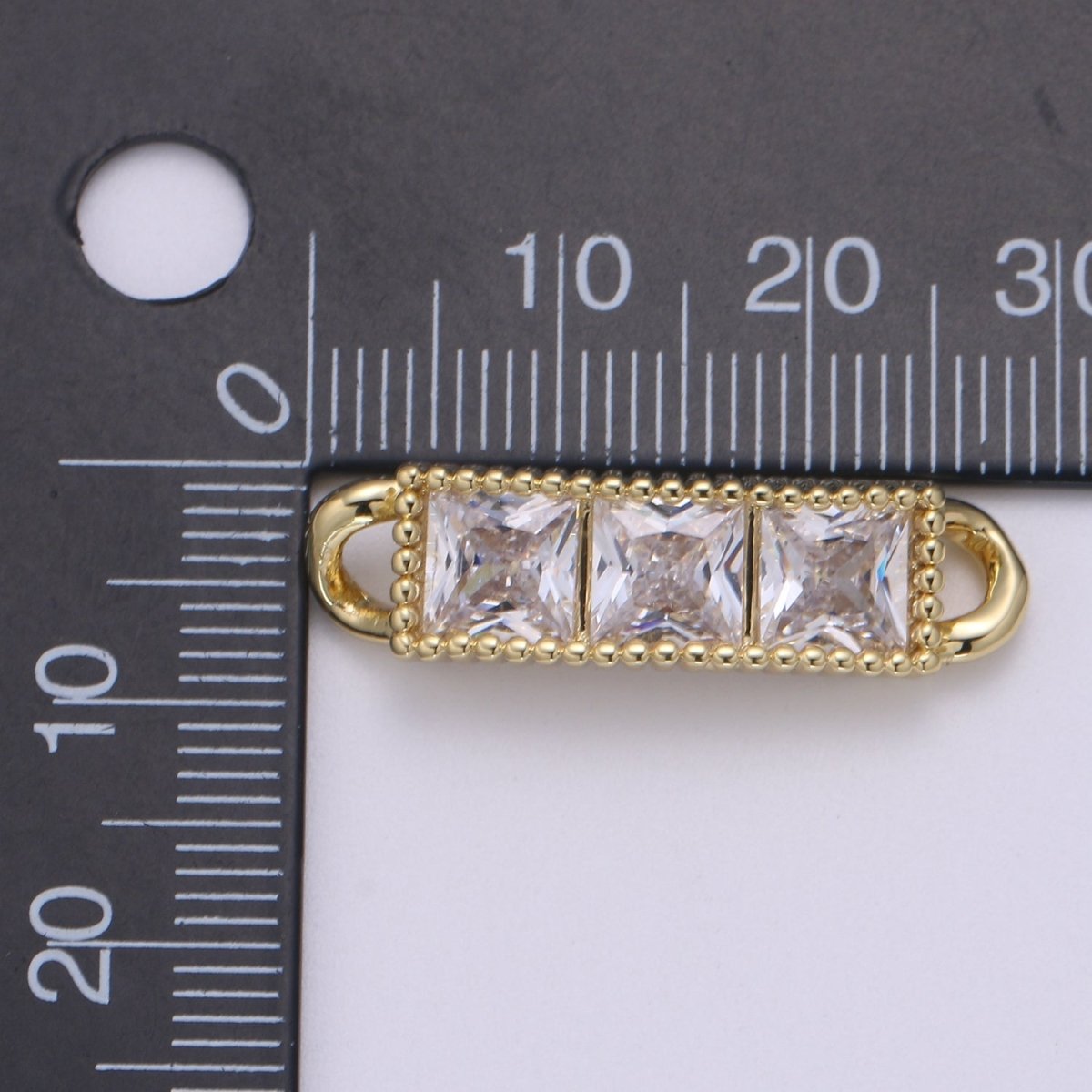 14K Gold Cz paved Connectors, Charm Cubic Micro paved, Rows of Diamond cut CZ Jewelry Craft Supply, DIY Bracelet & necklace F-601