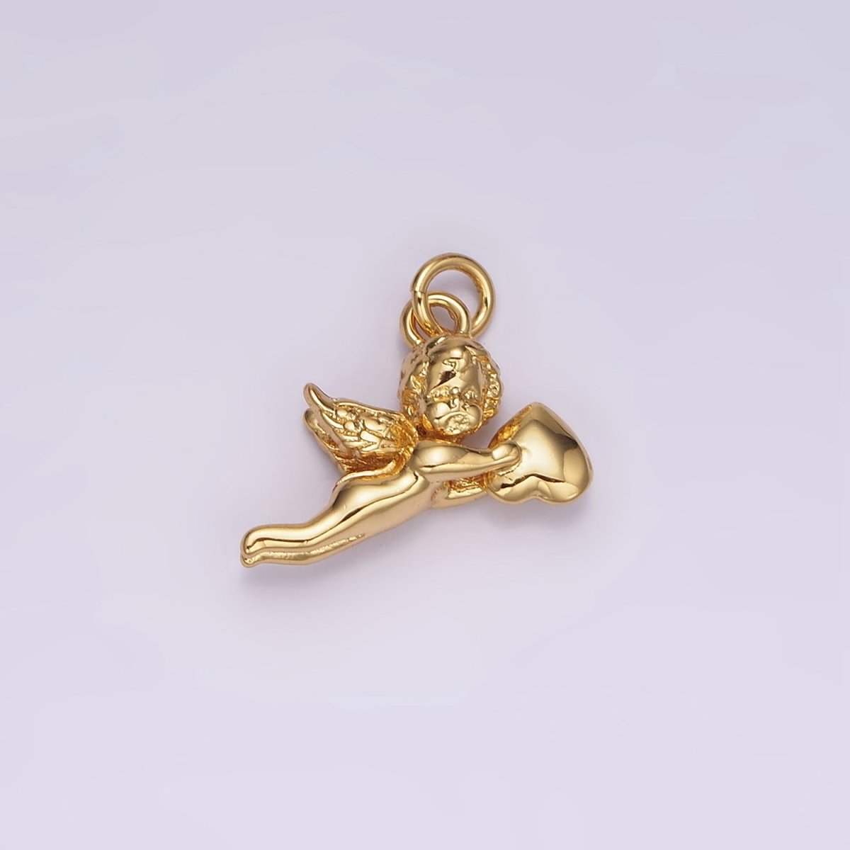 14K Gold Filed Cherub Baby Angel Heart Puffed Mini Charm in Gold & Silver | AG592