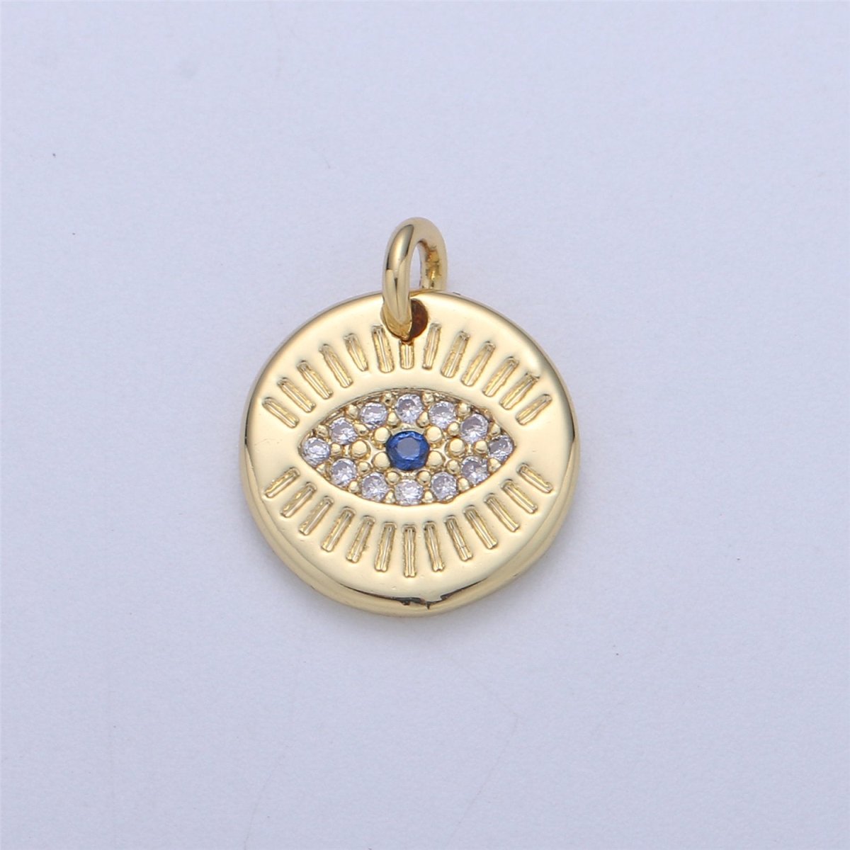 14k Gold fill Hamsa Hand, Evil Eye Coin Charm Diamond CZ 11mm Blue CZ Drop Charm Cubic Protector Pendant Tiny Lucky Dainty Necklace Bracelet C-837 C-838