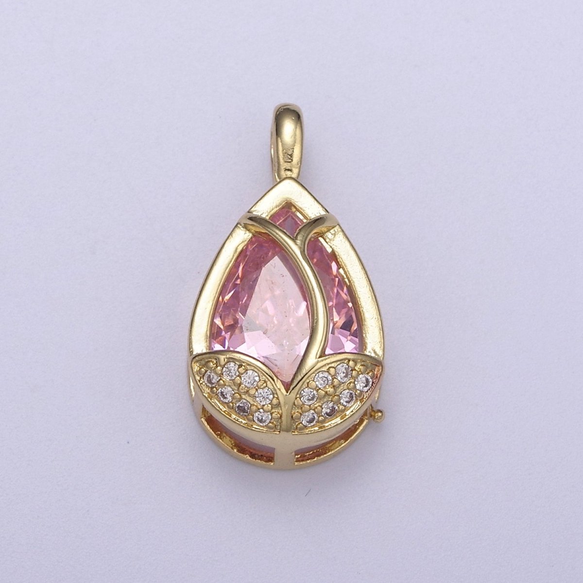 14k Gold Fill Lotus Petal Charm, Lotus Pendant Cubic Zirconia Dangle Charm H-118 H-119 H-123 - H-125