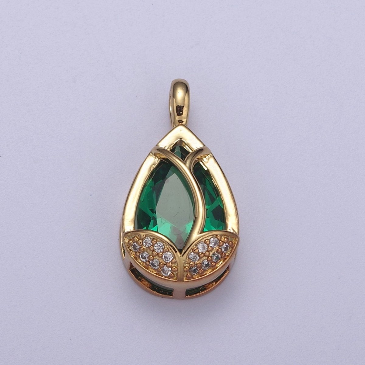 14k Gold Fill Lotus Petal Charm, Lotus Pendant Cubic Zirconia Dangle Charm H-118 H-119 H-123 - H-125